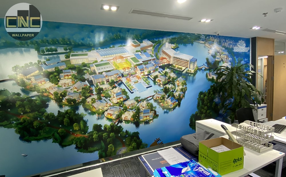 Tranh dán vách kính công ty BDS