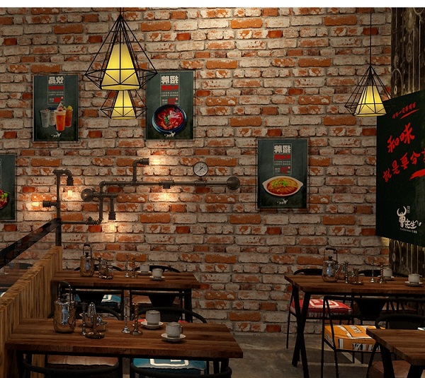 Giấy dán tường quán cafe giả bê tông