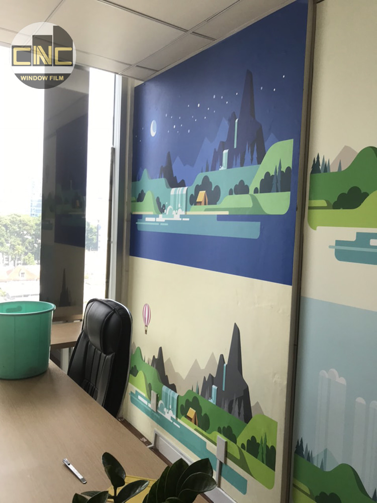 Tranh dán kính ngăn phòng